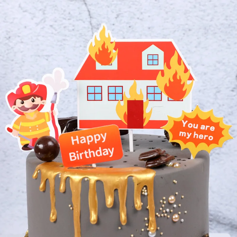 11 шт. пожарные герои с днем рождения торт топперы для мультяшных автомобилей вечерние украшения ребенка с изображением пирожного на день рожденья топперы пожарный дом автомобиль