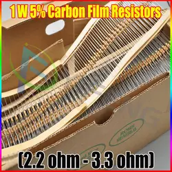 Новый 1000 шт. 1 Вт 5% углерода Плёнки резистор 2.2 2.4 2.7 3 3.3 Ом