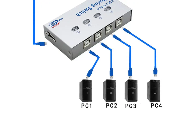 IT-well USB KVM автоматический usb-коммутатор 4 порта USB разветвитель для компьютера ПК обмен печатью 4 компьютера поделиться 1 USB устройство IT-104AU