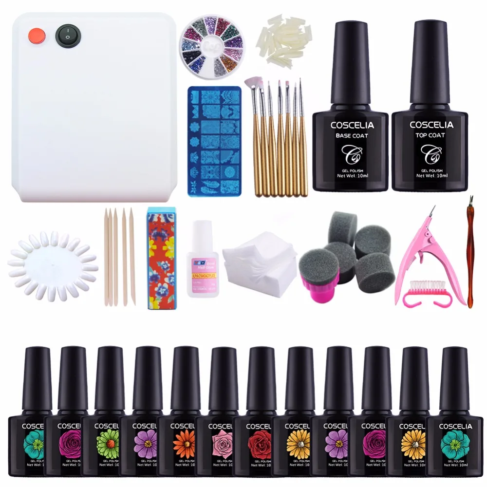 

COSCELIA Nail Art Set For Manicure 10ml Gel Nail Polish Set Tool For Manicure Set 36W UV Lamp For Nail All For Manicure Pedicure