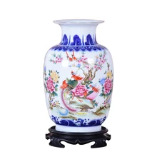 Blue and White Ceramic Vase Pheonix Porcelain Flower Ancient Chinese Figure Story Pattern Vase Handmade Jingdezhen Flower Vases