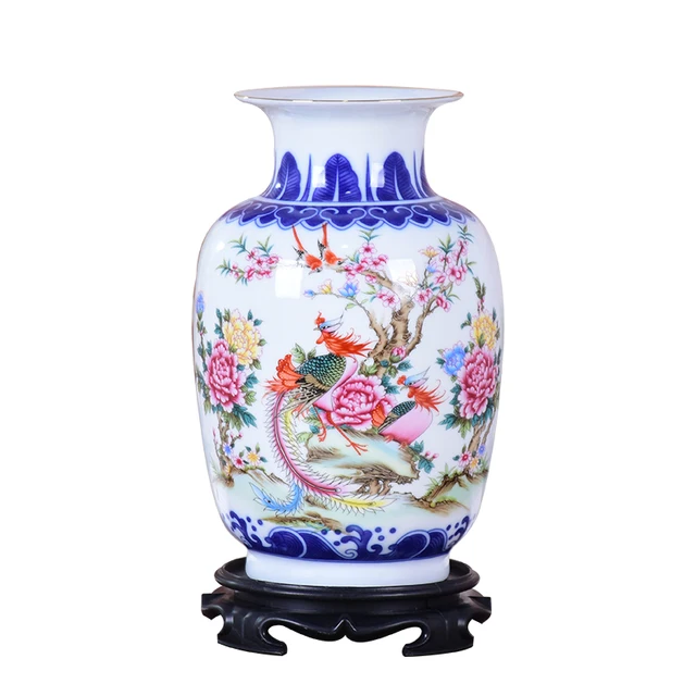 Blue and White Ceramic Vase Pheonix Porcelain Flower Ancient Chinese Figure Story Pattern Vase Handmade Jingdezhen Flower Vases 1