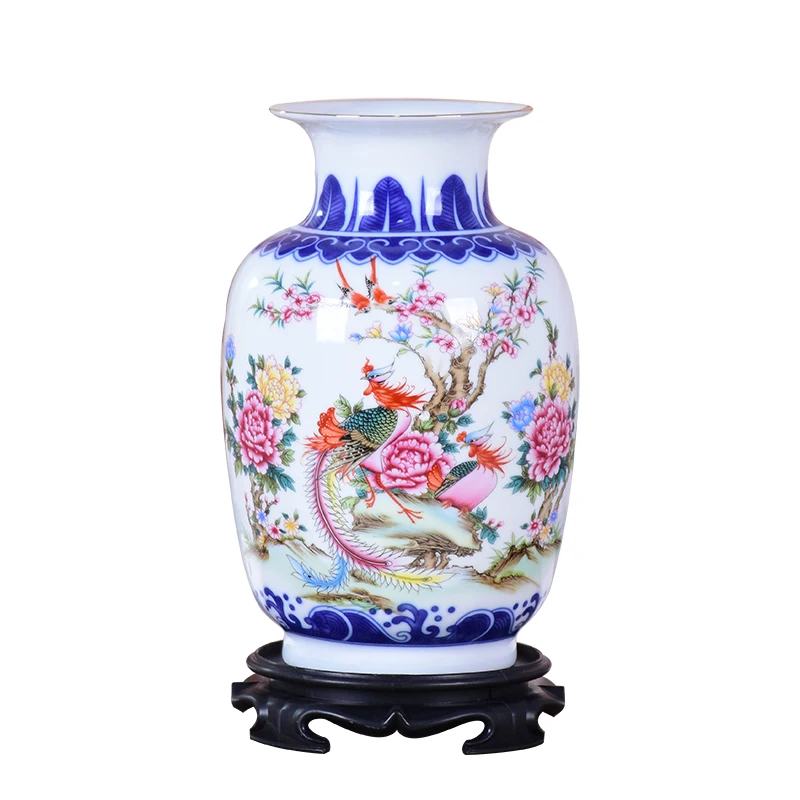 

Blue and White Ceramic Vase Pheonix Porcelain Flower Ancient Chinese Figure Story Pattern Vase Handmade Jingdezhen Flower Vases