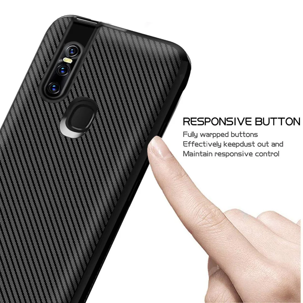 Luxury Slim Tpu Phone Cover For Vivo V15 Silicone Soft Carbon Fiber Protective Shockproof Cover For Vivo V15 Pro Case