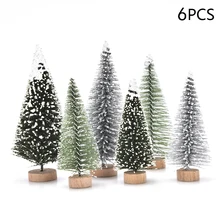 Arbre de noël Miniature, 1/5/6 pièces, petit paysage de neige en Sisal artificiel, arbres d'architecture pour décoration de table artisanale de noël
