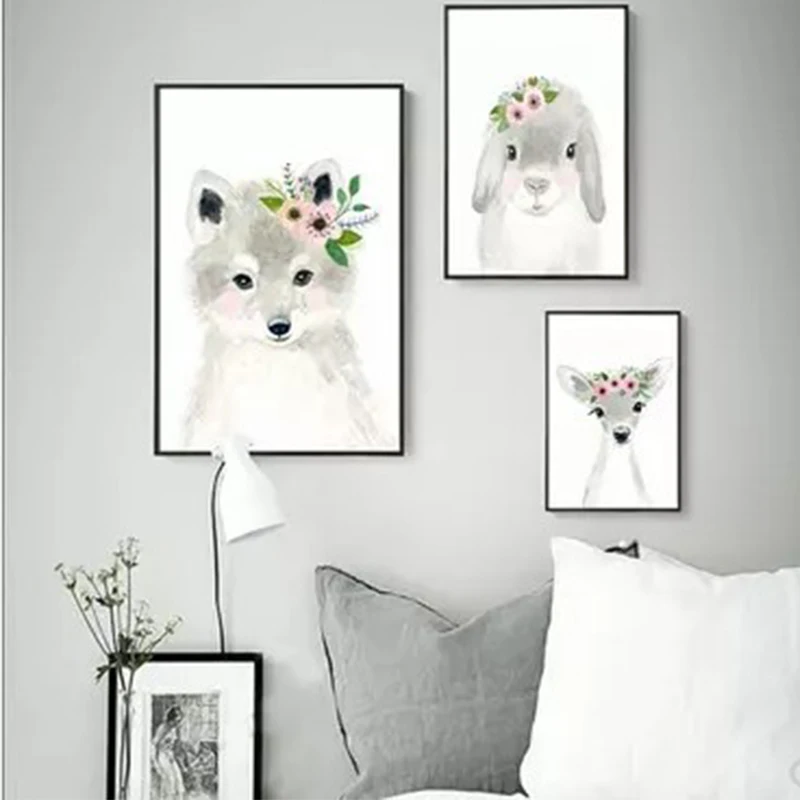 

New Fox Hedgehog Animal Posters and Prints Canvas Art Painting Wall Art Nursery Decorative Picture Nordic Style Kids Decoration