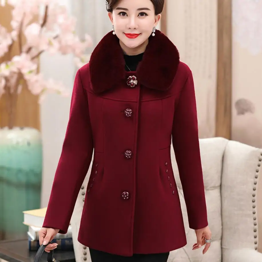 plus size 5XL fashion woolen Fur collar Winter jacket middle-aged women coats long-sleeved long wool coat women plus size 5XL fashion woolen Fur collar Winter jacket middle-aged women coats long-sleeved long wool coat women