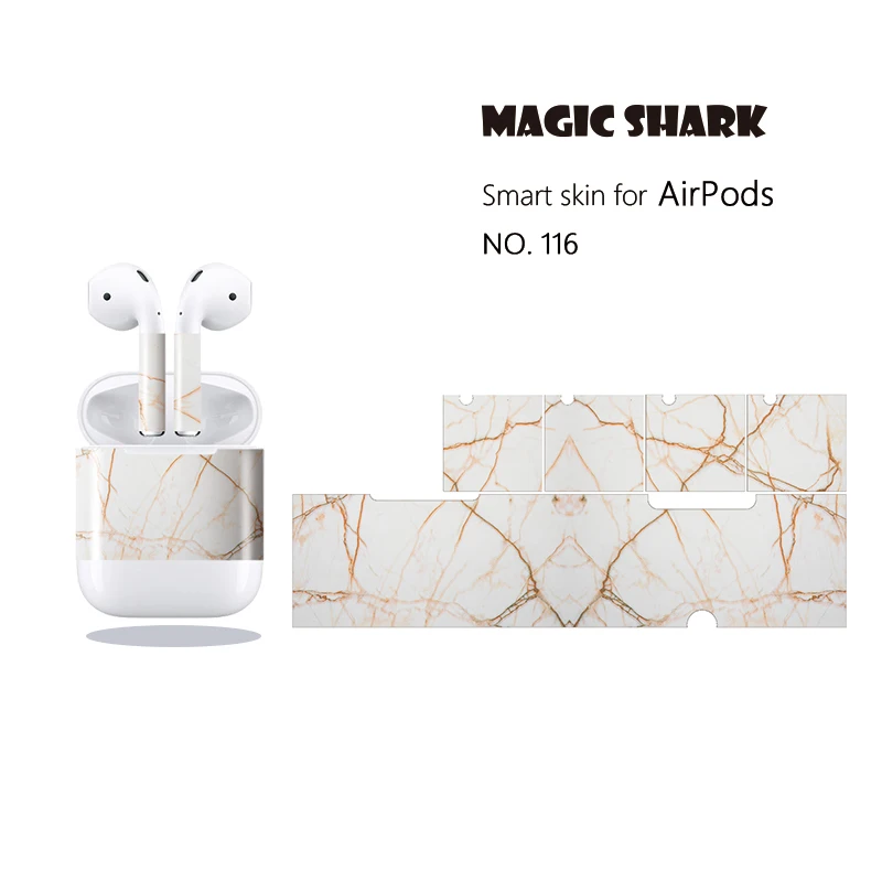 

Magic Shark Stone Marble Print For Apple Airpods Box Foil Dust Protection PVC Case Sticker for Airpods Dustproof