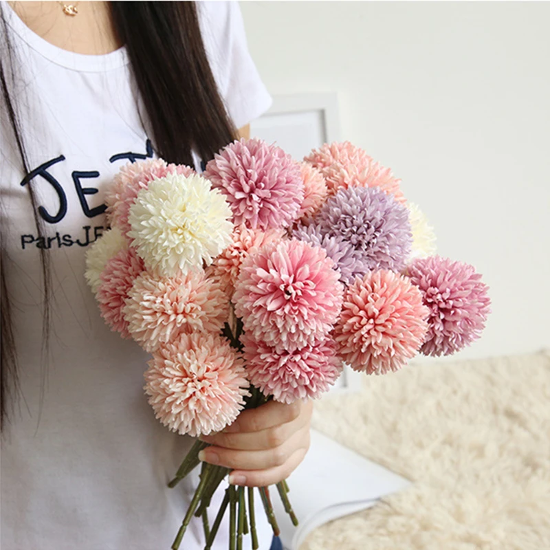 JAROWN Simulation Dandelion Flower Branch Artificial Single Head Thorn Ball Wedding DIY Flowers Bouquet Home Decor Accessories (11)