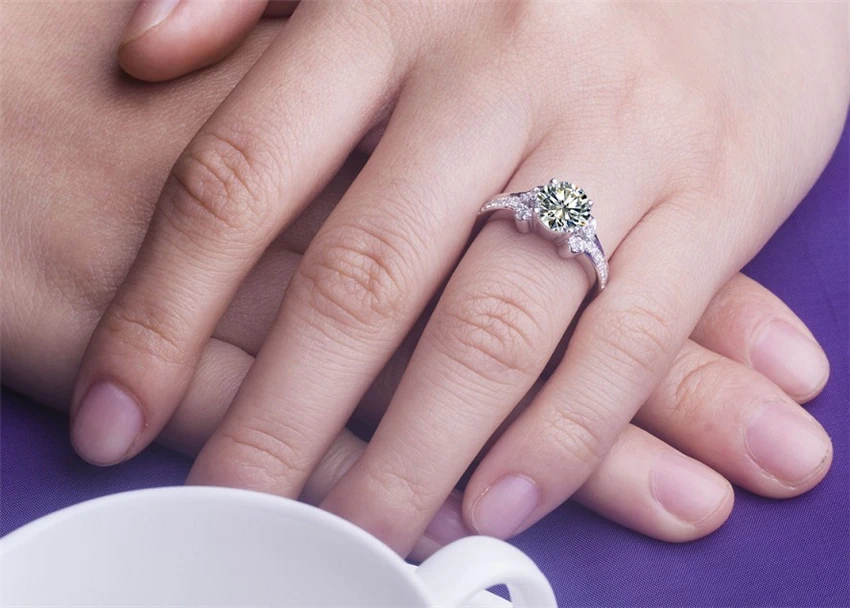 Forever Classic 2Ct G-H Moissanite обручальное кольцо из стерлингового серебра 925 для женщин белое золото цвет свадебные украшения