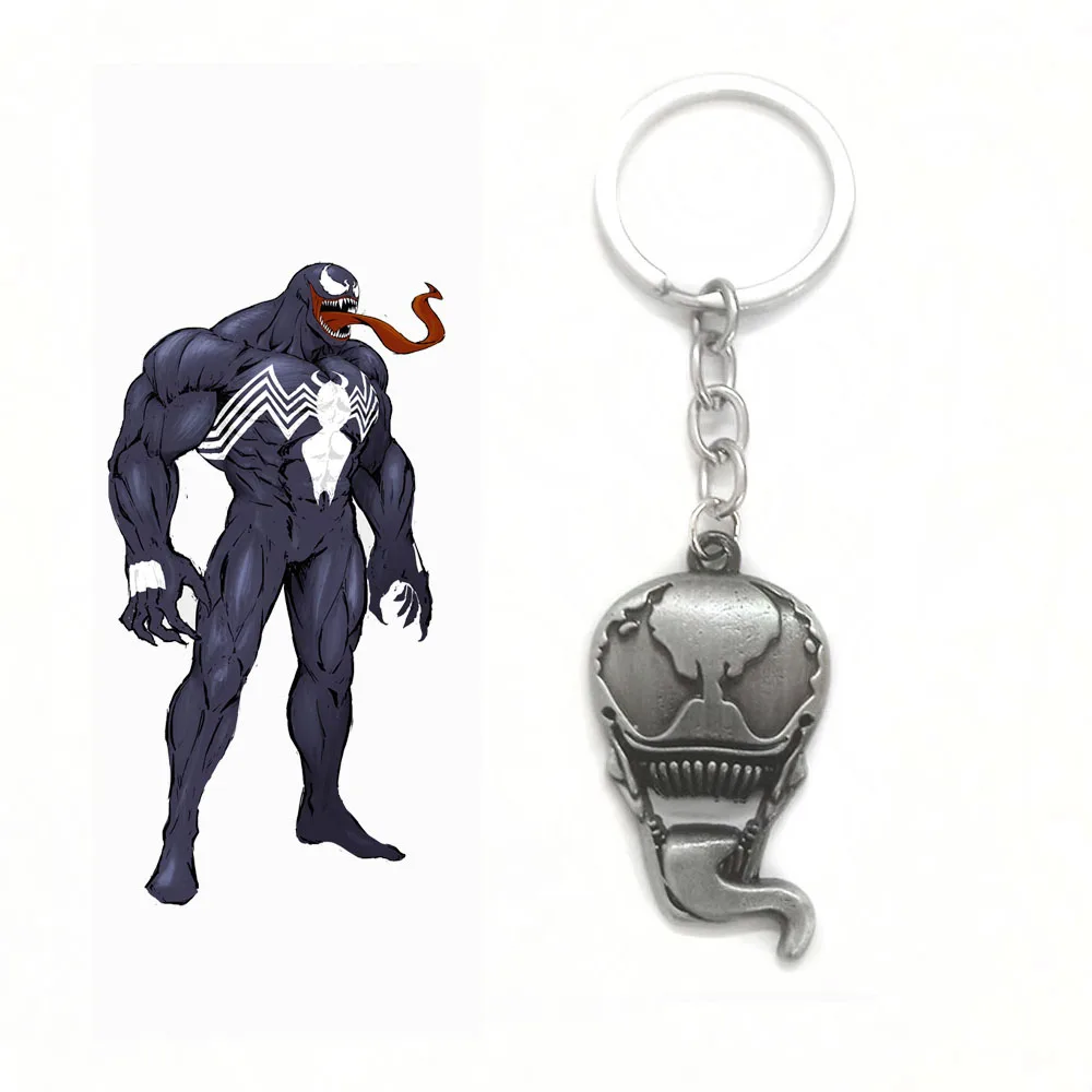 

RJ High Quality Avengers 3 Venom Antique Silver Mask Logo Keychains Pendants Skull Alloy Car Men Keyring Choker Movie Jewelry