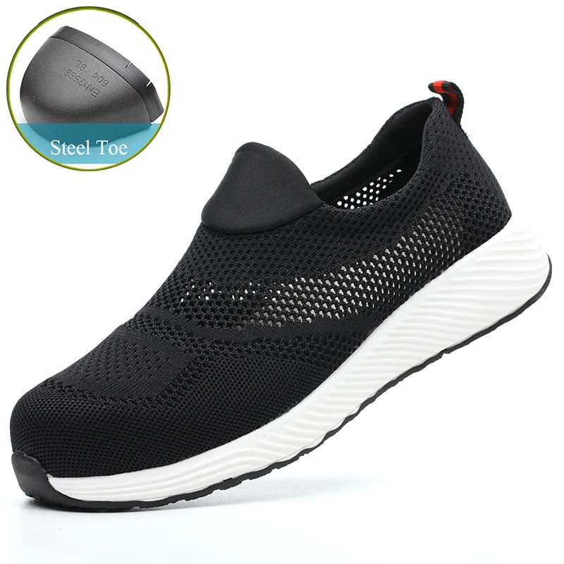 

Men Safety Shoes Breathable Summer Boots Women Steel Toe Caps Anti-Smashing Anti-Piercing Mens Mesh Lightweight Work Sneakers