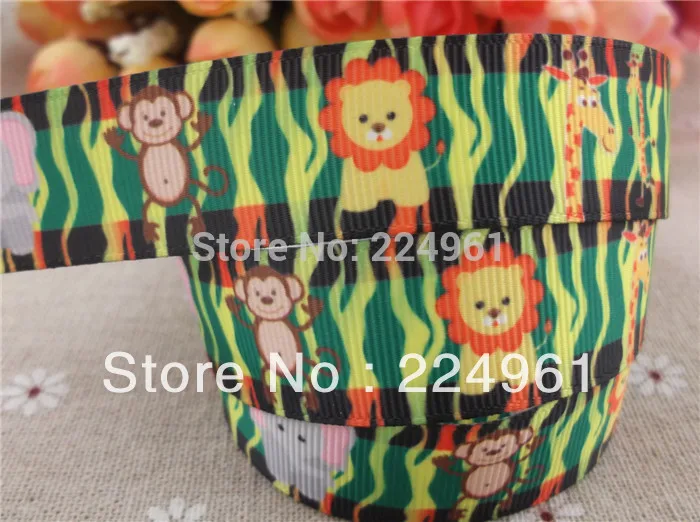 

new arrival 7/8" (22mm) Lions, elephants, monkeys, giraffes printed grosgrain ribbon lovely animals ribbon 5 yards