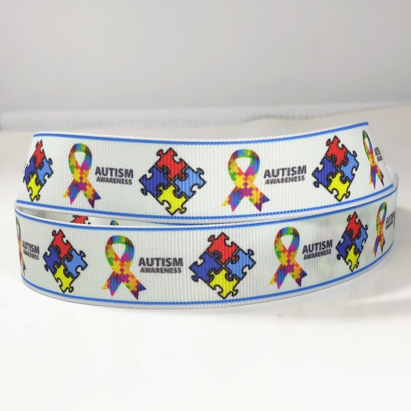50 ярдов 7/8 &quot1&quot 1 5 &quot22 мм 25 38 authism Information печатная лента grosgrain для повязки на