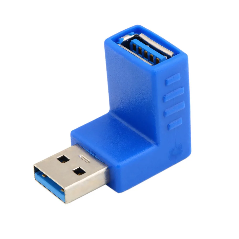 Синий прочный полностью Литой Дизайн Угловые USB 3,0 Тип мужчин и женщин адаптера Разъем преобразователя 33x27 х 17 мм