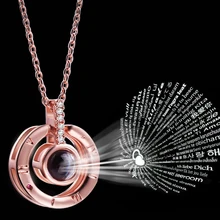 Новое поступление, ожерелье с сердцем на 100 языках, ожерелье с подвеской с надписью I love you, розовое золото/серебро, свадебное ожерелье с надписью Love