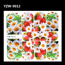 1 лист Инди поп 3D Хризантема клубника гвозди татуировки наклейка Полный Обертывания ногтей переводные наклейки воды украшения