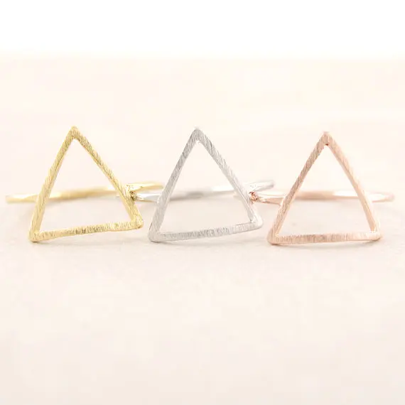 Gold,silver and rose gold geometry  triangle ring