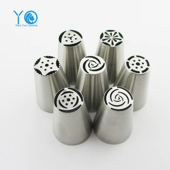 

7pcs/lot Russian Tulip Nozzles Stainless Steel Cake Decorating Tips Cupcake Icing Tips Cake Decorating Tips