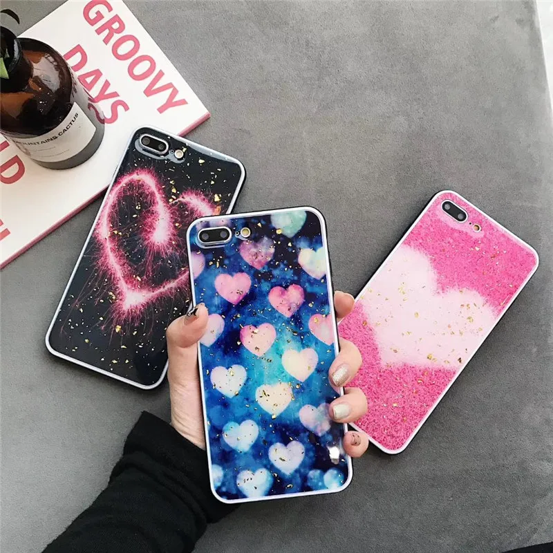 

Luxury Loving Heart Epoxy Glitter Sequins Extension cover case for iphone XS MAX XS XR 6 6S 7 8 plus X 7PLUS phone cases Couqe