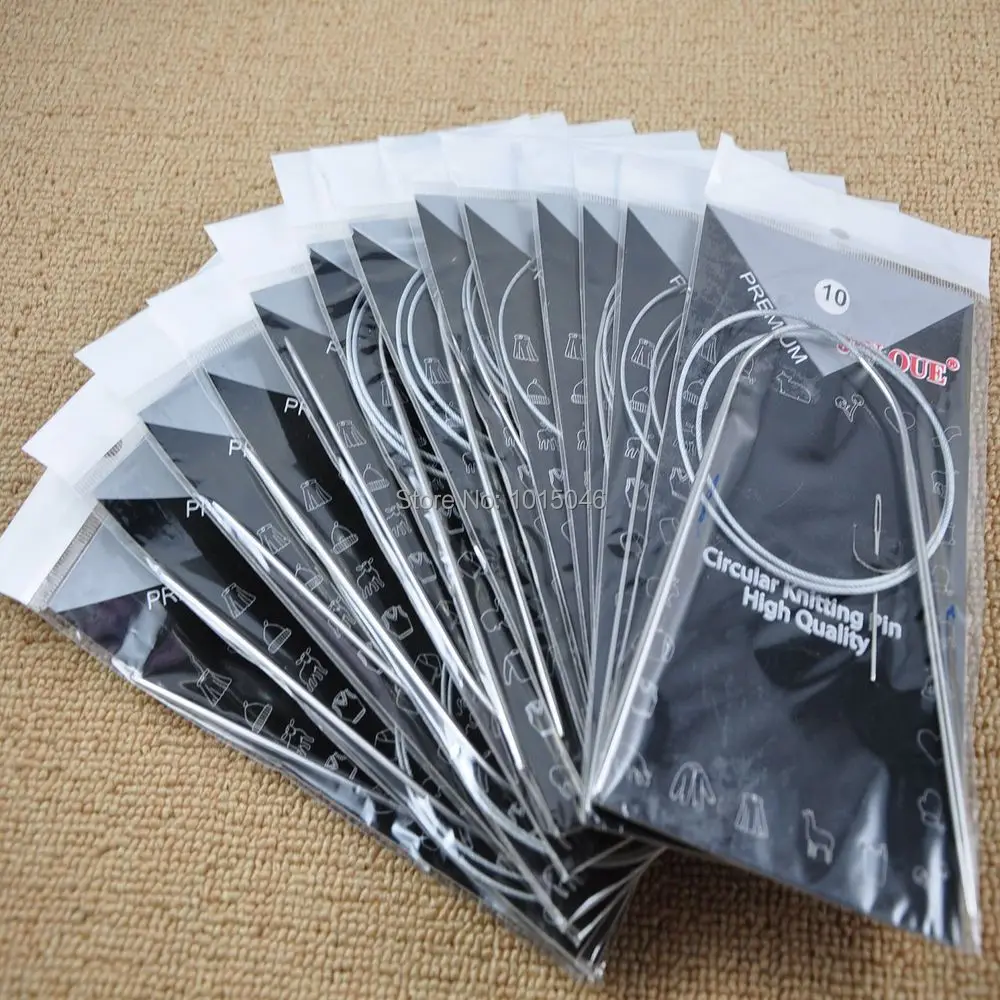 

Free Shipping 11Pcs/lot 43/65/80CM Length Stainless Steel Circular Knitting Needles Size 6-16