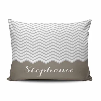 

Home Decoration Pillow Case Brown Tan Grey Gray Chevron Custom Name Custom Throw Pillowcase Cushion Cover Boudoir Size 20X30 Inc
