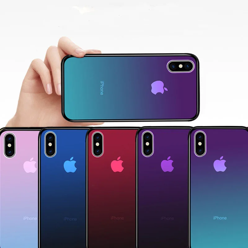 Для iPhone 11 Pro Max чехол градиентной расцветки Aurora чехол из закаленного стекла для iPhone XS Max XR XS X 7 8 6 6S Plus 11 Pro Жесткий Чехол