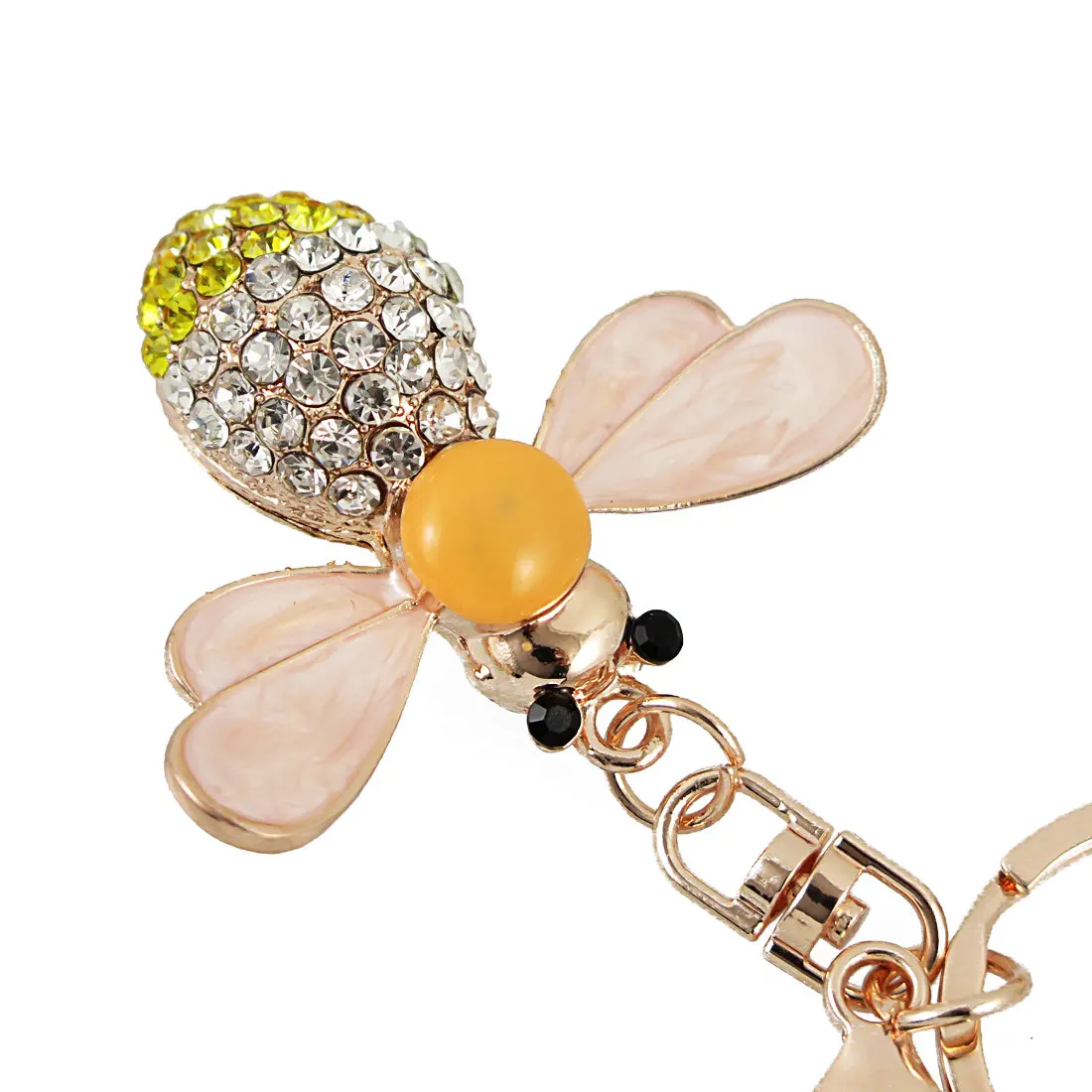 Creative Crystal Rhinestone Bee Honey Keychains Keyring Women Car Bag