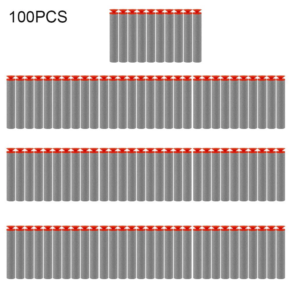 100 шт для пуль Nerf, мягкая полая головка 7,2 см, запасная игрушка дартс, пули для пуль серии Nerf, бластеры, рождественский подарок для детей - Цвет: Серый