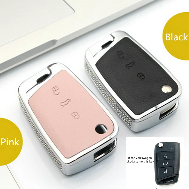 

Luxury Diamond Car Key Shell Holder Remote Key Case Cover Fit for Volkswagen VW Golf 7 Mk7 For Skoda Octavia Key Portect Case
