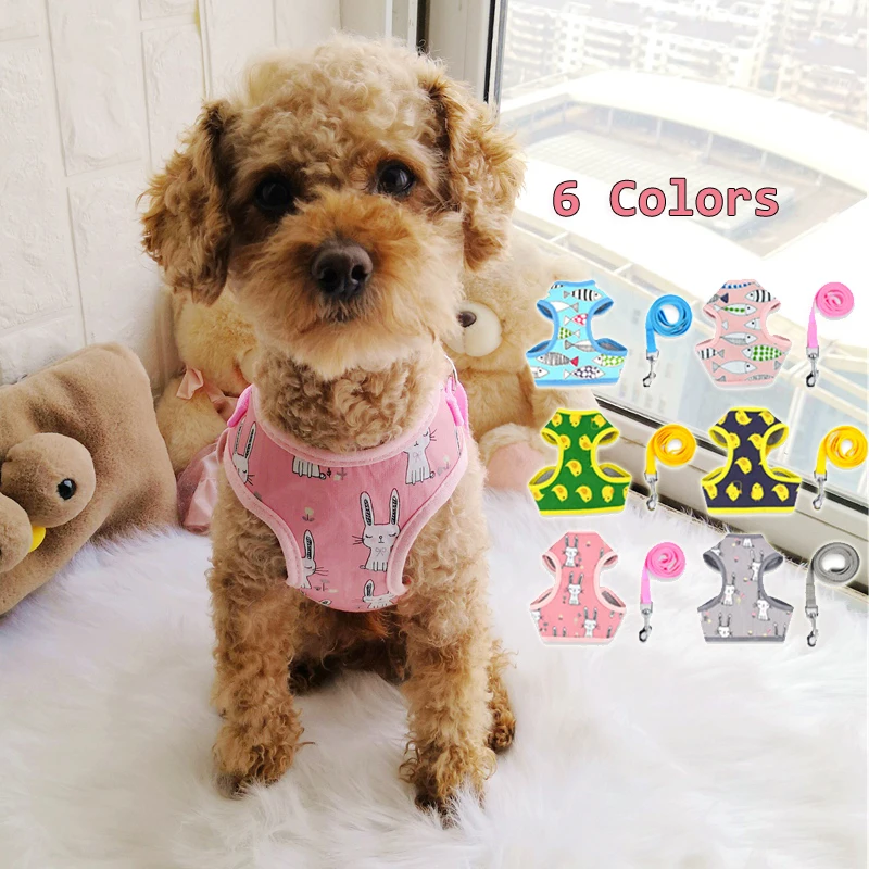 

Cheap Summer Cute Dog Collars And Harnesses Pull Outside Comfor Pet Harness Vest With Leash Lead Set Easy Walking Cat Products