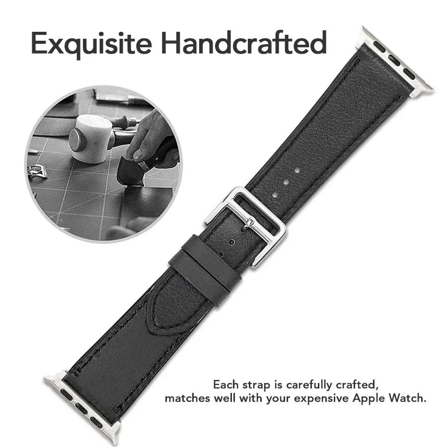 Ремешок из натуральной кожи для Apple Watch 42 мм 44 серия 5 4 3 2 1 высококачественный