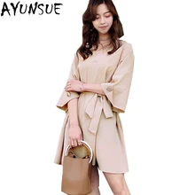 AYUNSUE Лето V шеи шифоновое платье Для женщин корейский элегантный Flare Sleve мини платье Праздник Пляжные наряды Одежда для девочек LX1749