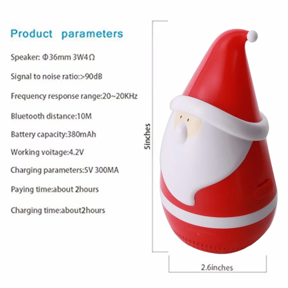 Wallfire Рождественская неваляшка Санта Клаус Беспроводная Bluetooth стереоколонка развивающие игры для детей игрушки рождественские подарки для детей