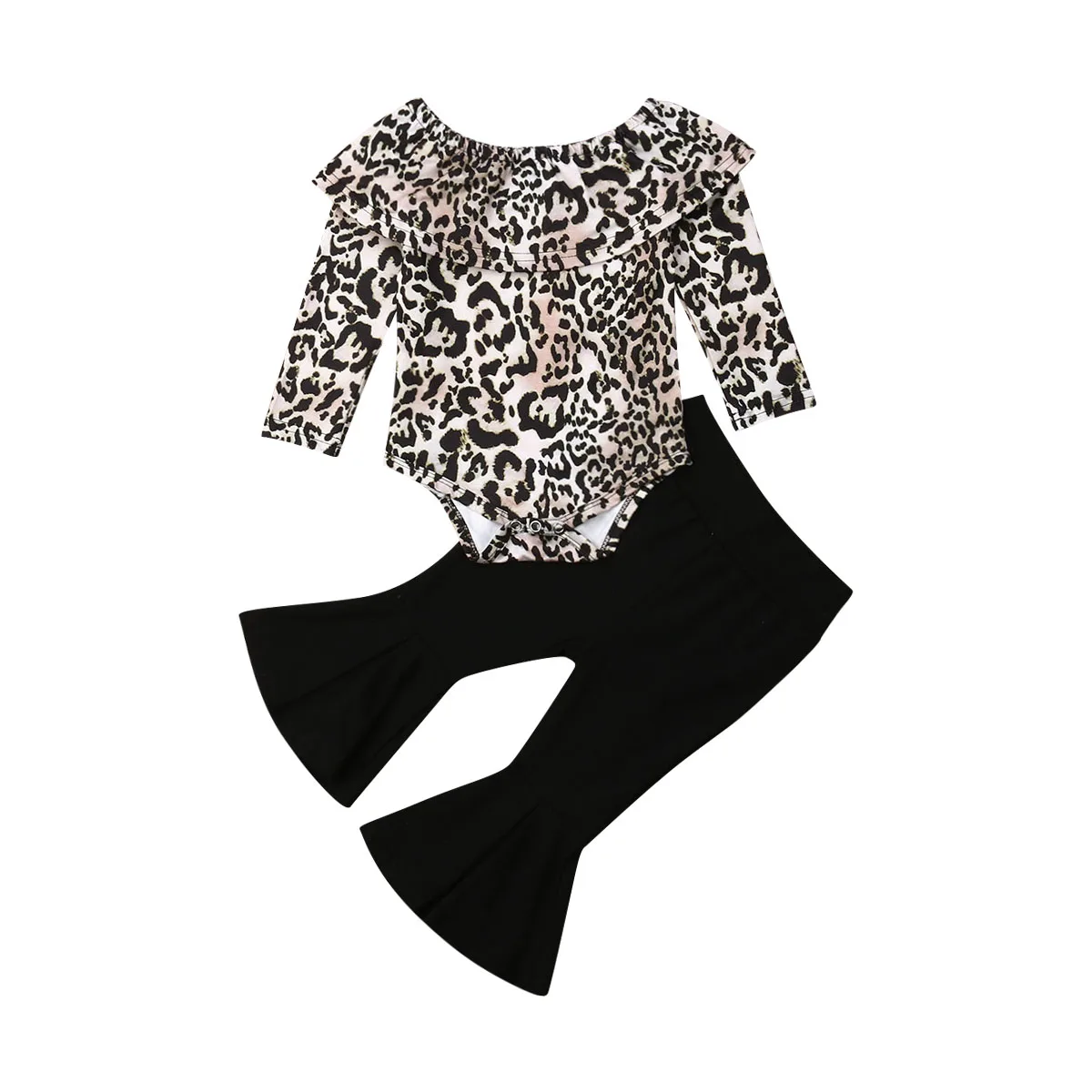

FOCUSNORM Toddler Baby Girl Autumn Clothes 2pcs Cotton Fashion Leopard Romper Tops+Long Pants Adorable Outfits Set 1-4Years