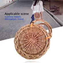 Ins Style Straw Braided Rattan Handbag Messenger Bag Women's Bohemian Small Round Beach Bag Crossbody Bags For Travel