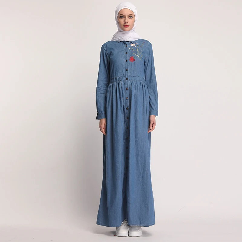 Джинсовый кафтан абайя Дубай ислам кардиган хиджаб мусульманское платье Абая для женщин Катара ОАЭ Оман кафтан халат турецкая исламская одежда