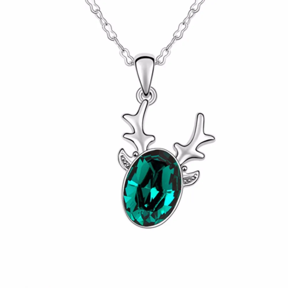 

Ms Betti 2018 Zhefanku New Year Christmas gift Xmas deer necklace with crystal from Swarovski jewelry for girls and Women
