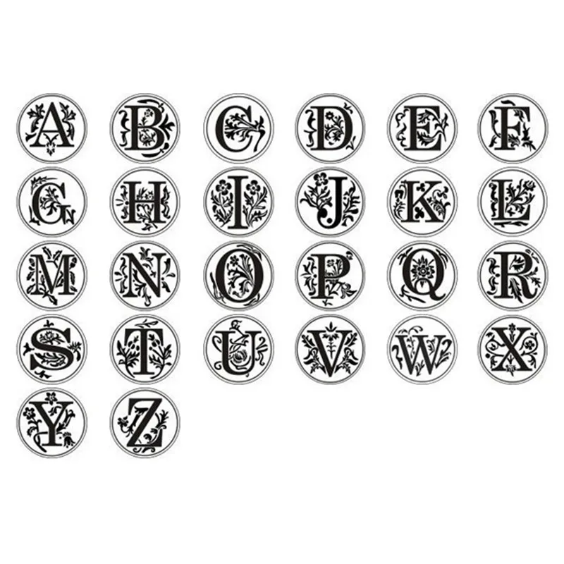 Ретро, деревянный штамп, классический, 24 буквы, A-Z, алфавит, начальная печать, воск, печать, штамп, старинный штамп, декоративный, подарки