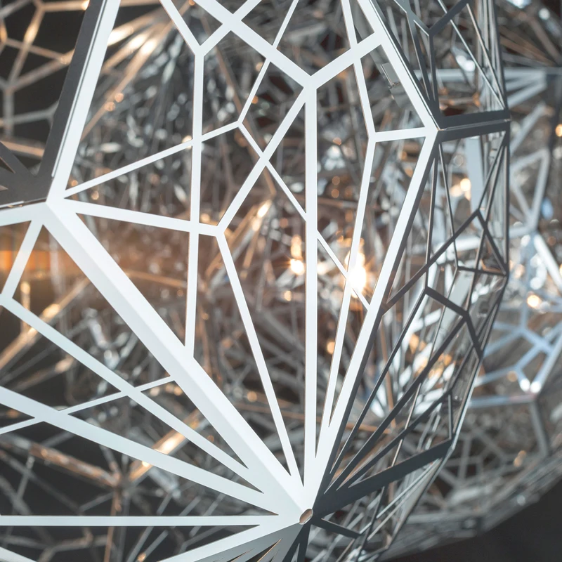 Post-Modern Craft Cord Pendant Light Hollow Stainless Steel Ball Pendant Lamp E27 Fixture Cafe Bar Loft Vintage Luminarias Deco lantern pendant light