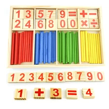 Wooden Counting Sticks Building Intelligence Block Montessori Mathematical Kids Education Toy Wooden Box Children Gift lok yee 6508 intelligence improving building block toy blue green yellow red