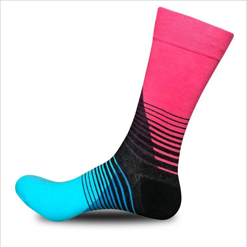 Morematch, 1 пара, трендовые мужские носки, большие размеры, полосатые, цветные, подходящие, хлопковые носки, индивидуальные, счастливые носки, 3