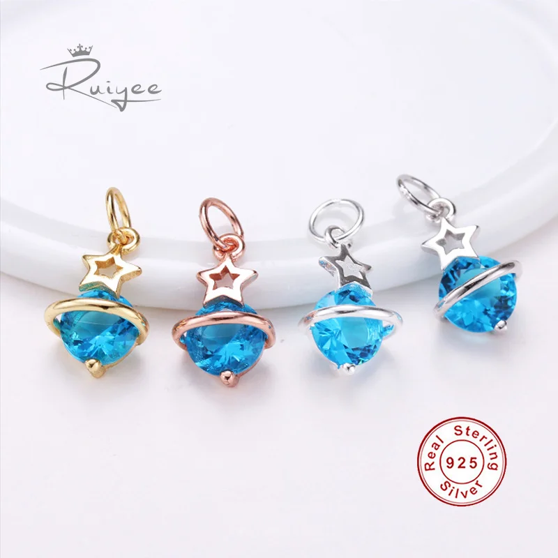 

RUIYEE100%925 sterling silver natural stone pendant zircon pendant gift female cubic zirconia star jewelry stone pendant Women