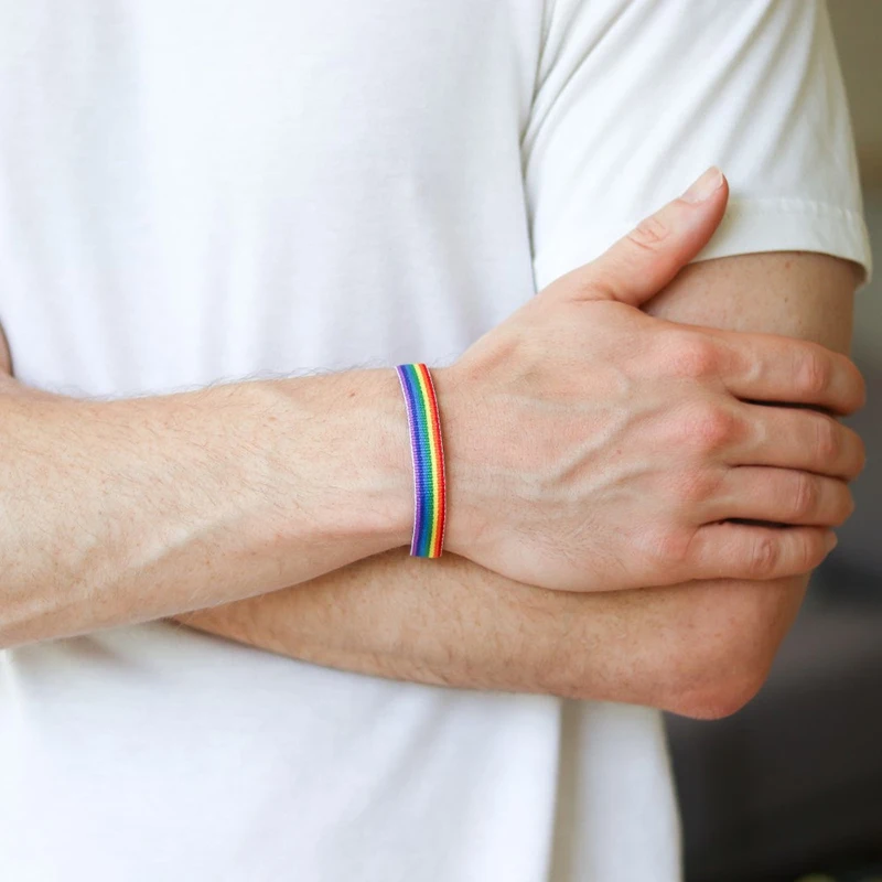 

Trendy Rainbow String LGBT Bracelet Men Adjustable Handmade Weaving Braslet Male Accessories Hand Jewelry Bijoux Homme Pulseras