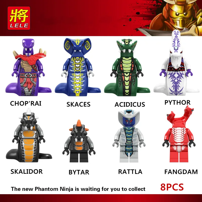 

8pcs Ninjagoed Snake Building Blocks Basilisk Recovery Ninjagoed Movie Pythor Choprai Bytar Snakes Bricks Birthday gifts Toys