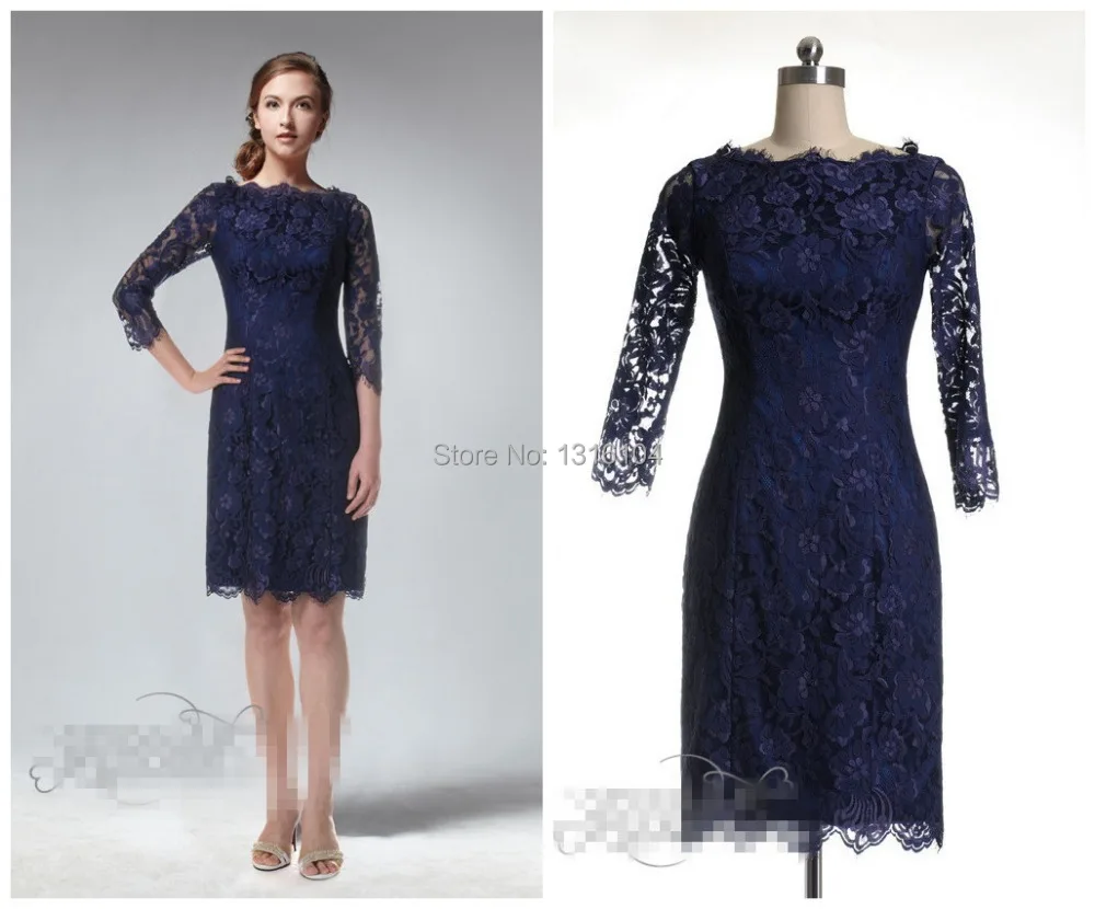 Short Lace Dress with 3 4 Sleeves