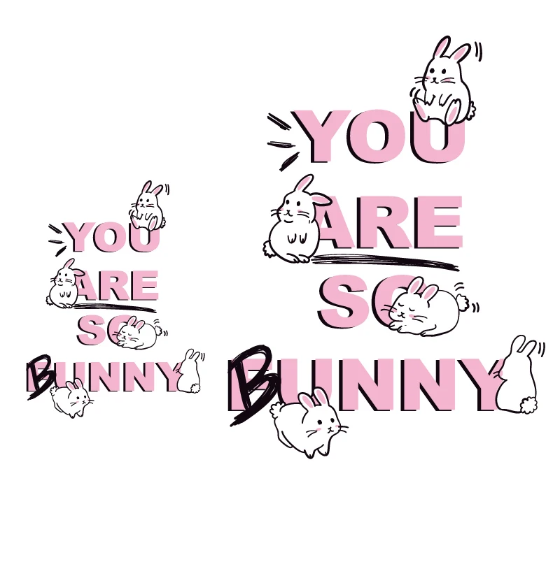 

Rabbit Heat Transfers Iron On Patches For Jeans T-shirt DIY Craft Stickers Applications For Clothes Decorative Appliques 47106