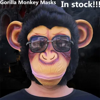 

Hot Sale!!!Halloween Cosplay animal masks latex material gorilla masks Big mouth Monkey King Comic Mask Lite With Hair