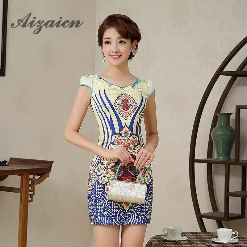 

Modern Cheongsam Gown Formal National Chinese Traditional Dress Women Wedding Qipao Short Vestidos Oriental Evening Dresses