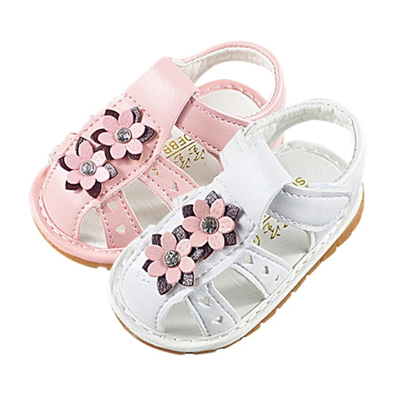 

Baby Girl Cute Cotton Crib Shoes Summer Baby Girls Breathable Anti-Slip Shoes Floral Sandals Toddler Soft Soled First Walkers